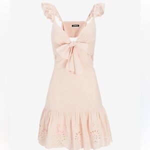 Express Embroidered Tie Front Cutout Dress. Peach. Worn 3 times